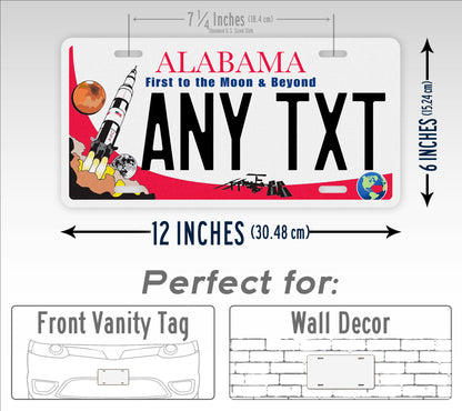 Alabama First To The Moon and Beyond Custom License Plate