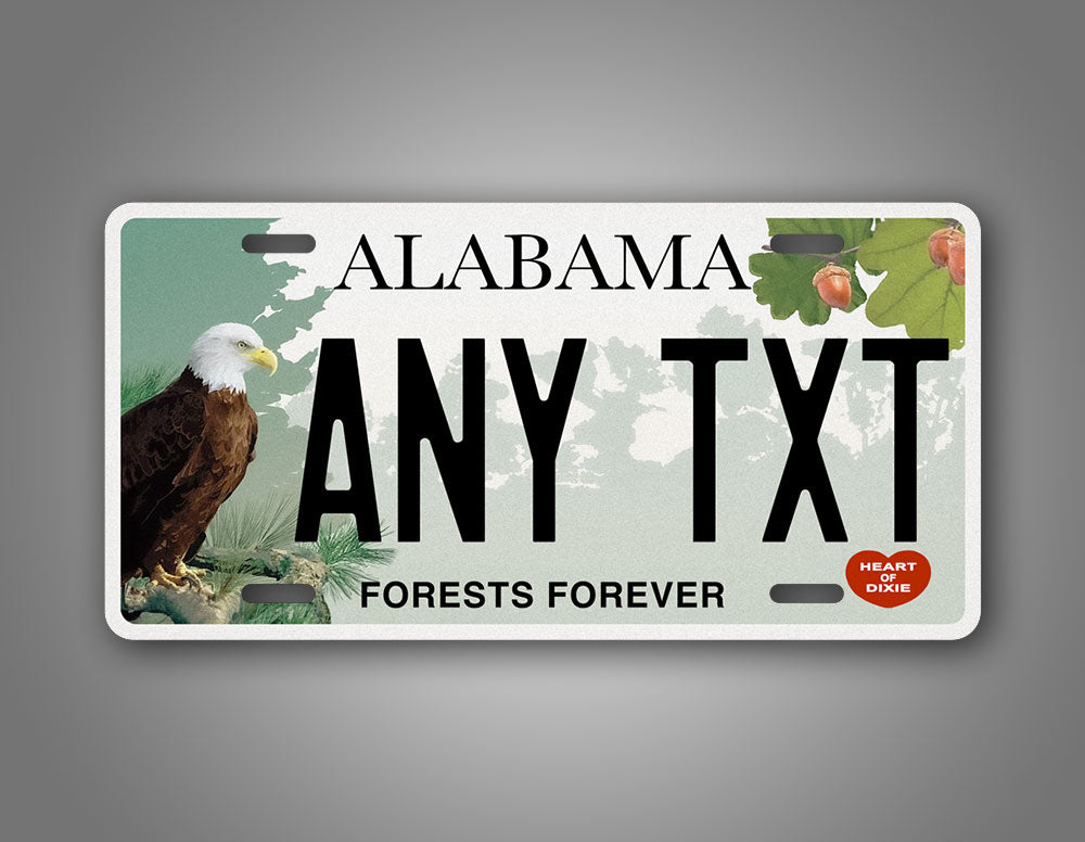 Custom Alabama Forests forever Bald Eagle Personalized License Plate