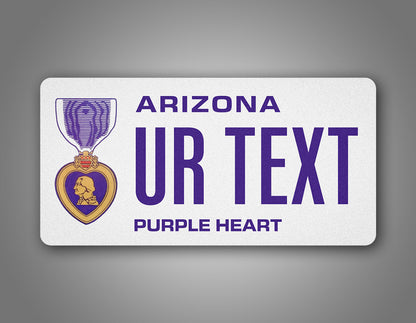 Custom Arizona Purple Heart Veteran Personalized License Plate