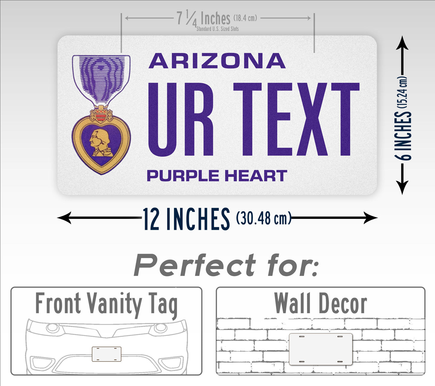 Custom Arizona Purple Heart Veteran Personalized License Plate