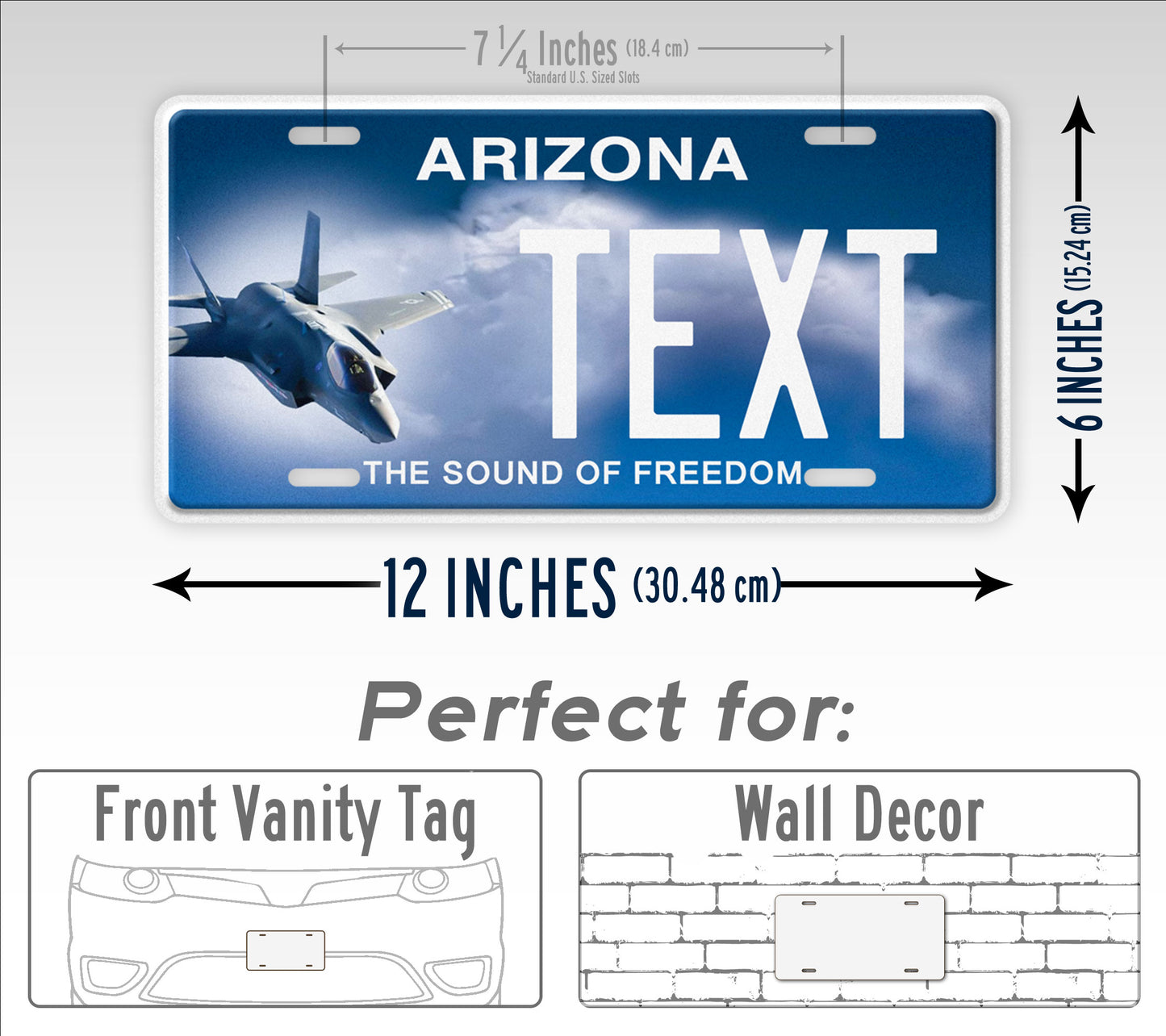 Custom Arizona Sound Of Freedom Jet Fighter Personalized License Plate