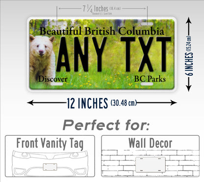 Custom British Columbia BC Parks Bear Personalized License Plate