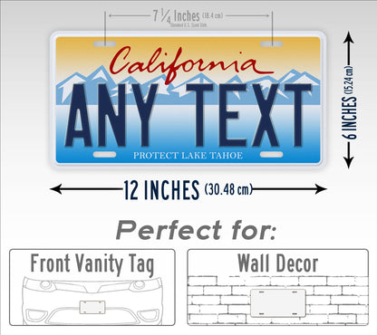 Personalized California "Protect Lake Tahoe" License Plate