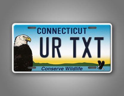 Custom Connecticut Conserve Wildlife Bald Eagle Personalized License Plate