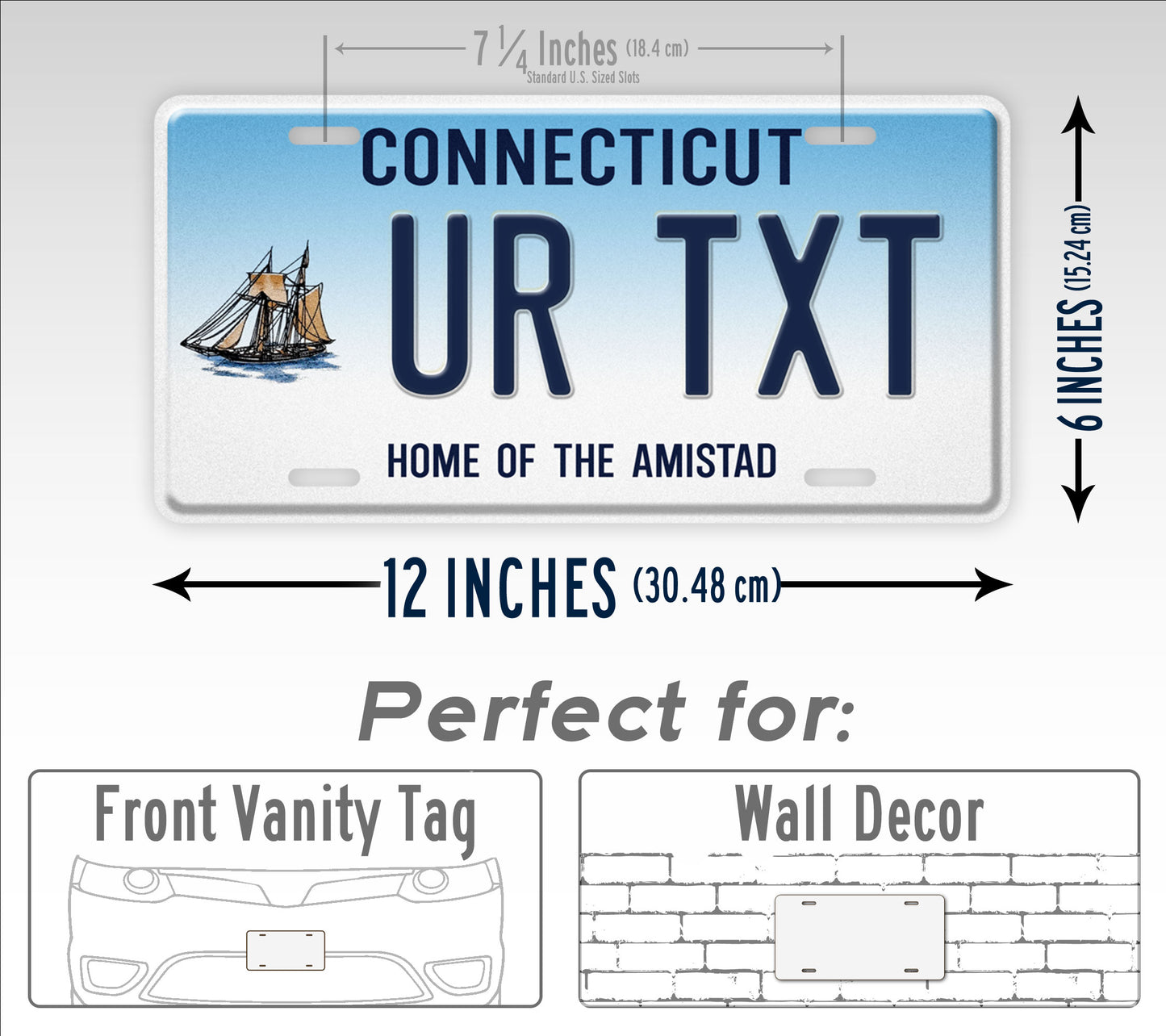 Custom Connecticut Home Of The Amistad Ship Personalized  License Plate