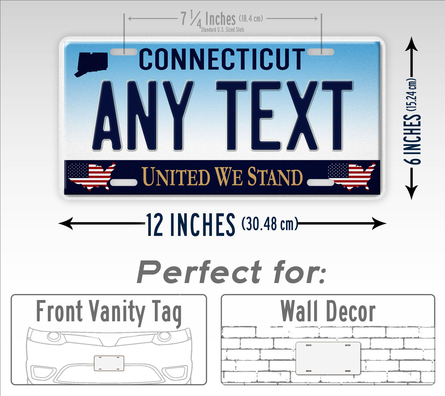 Custom Connecticut United We Stand Personalized License Plate