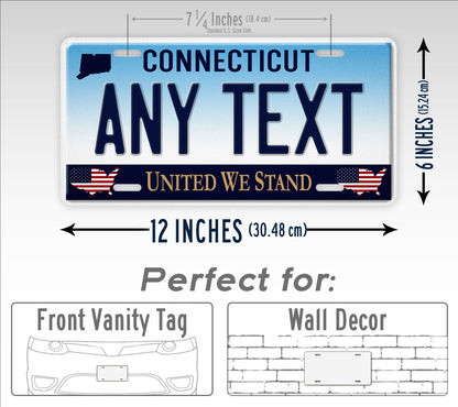 Custom Connecticut United We Stand Personalized License Plate