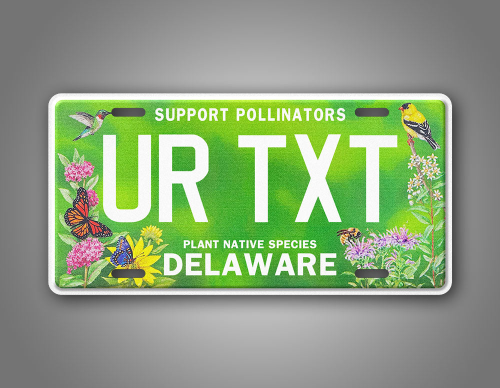 Custom Delaware Support Pollinators Personalized License Plate