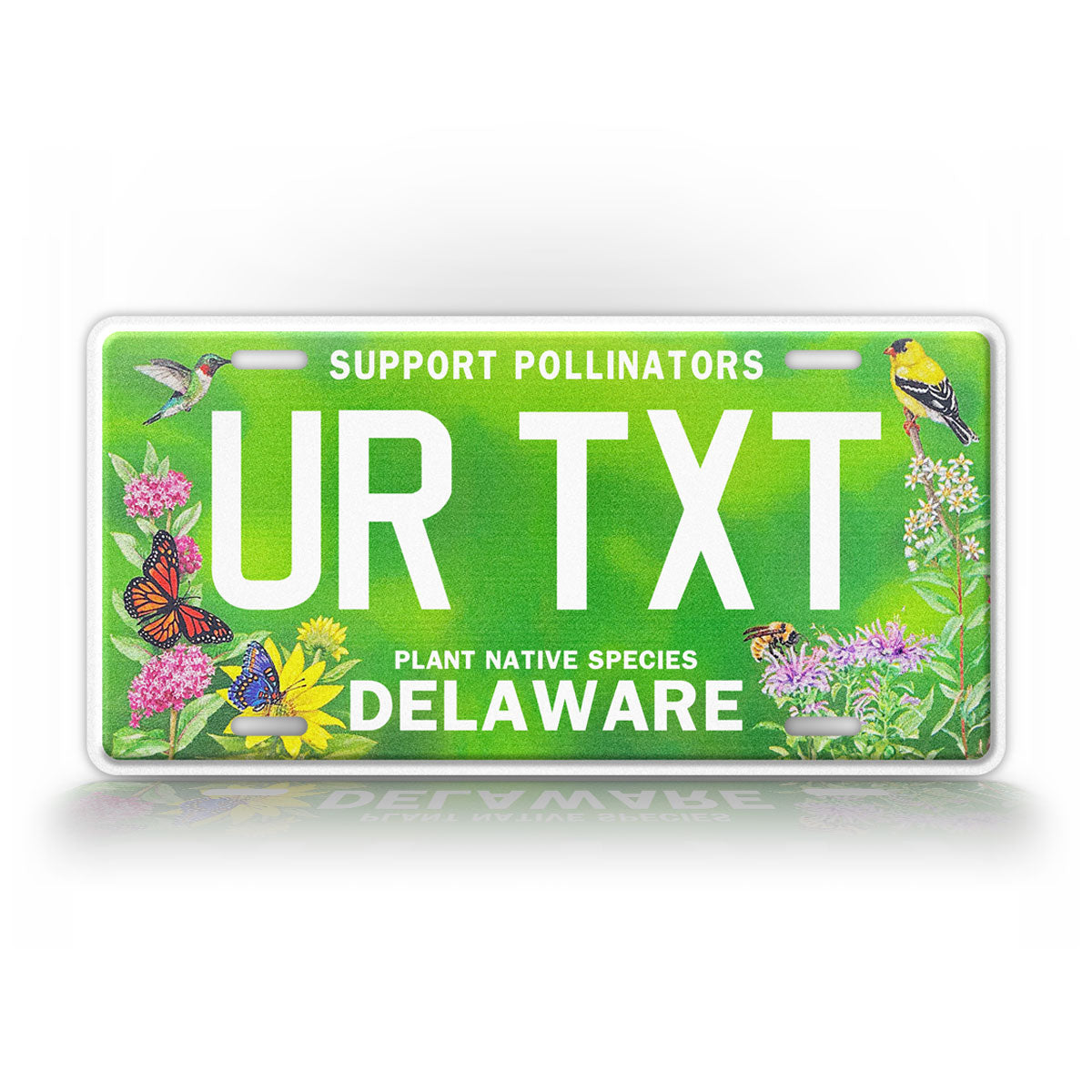 Custom Delaware Support Pollinators Personalized License Plate