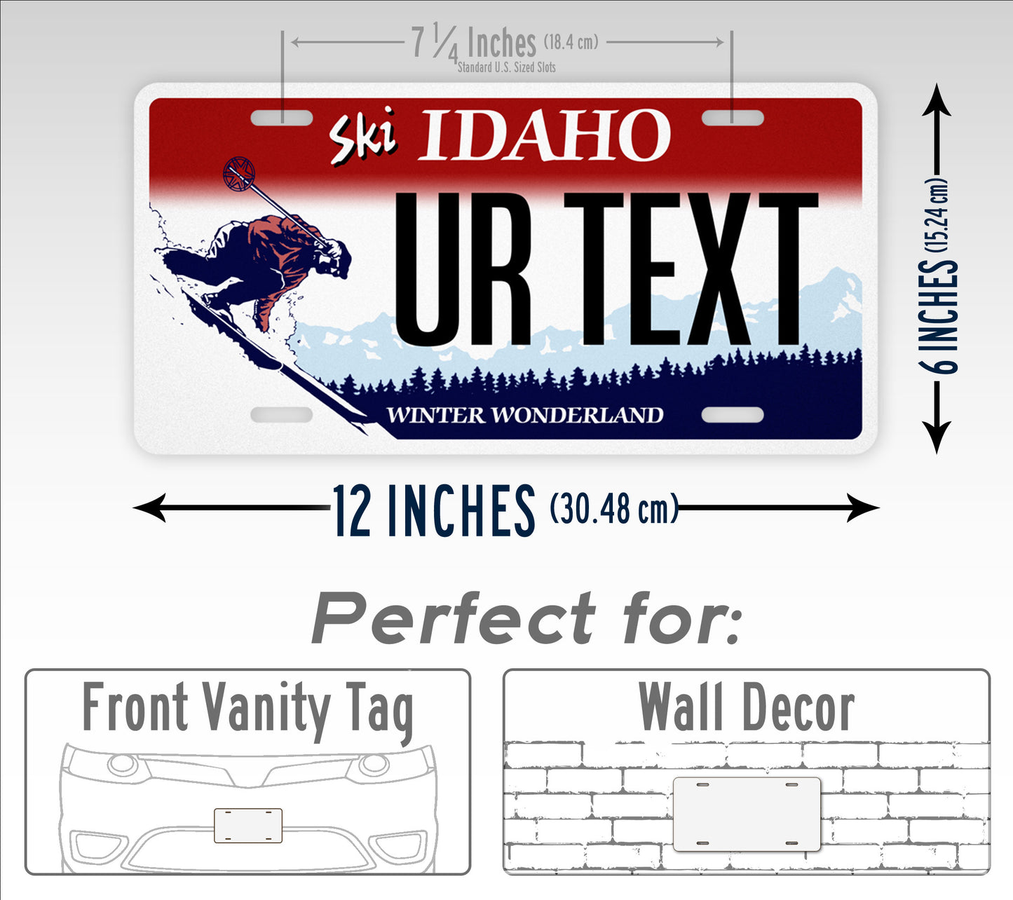 Custom Idaho Ski Winter Wonderland Personalized License Plate