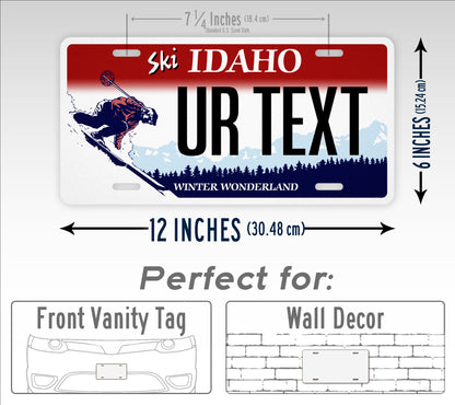 Custom Idaho Ski Winter Wonderland Personalized License Plate