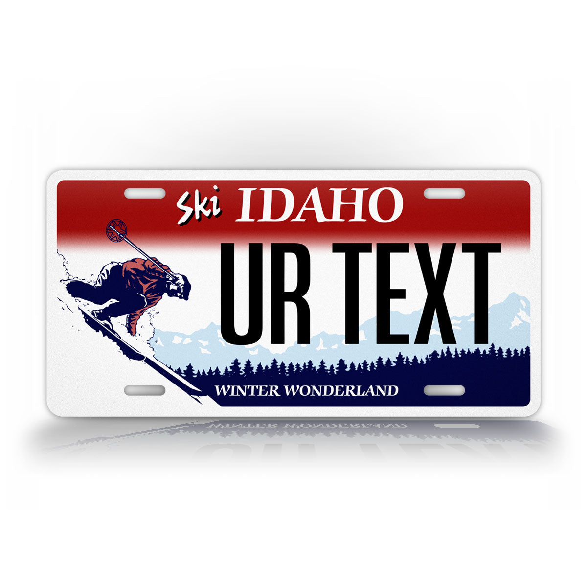 Custom Idaho Ski Winter Wonderland Personalized License Plate