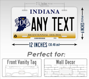 Custom Bicentennial Indiana State License Plate