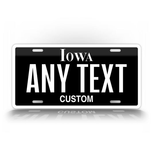 Custom Iowa Black Personalized License Plate