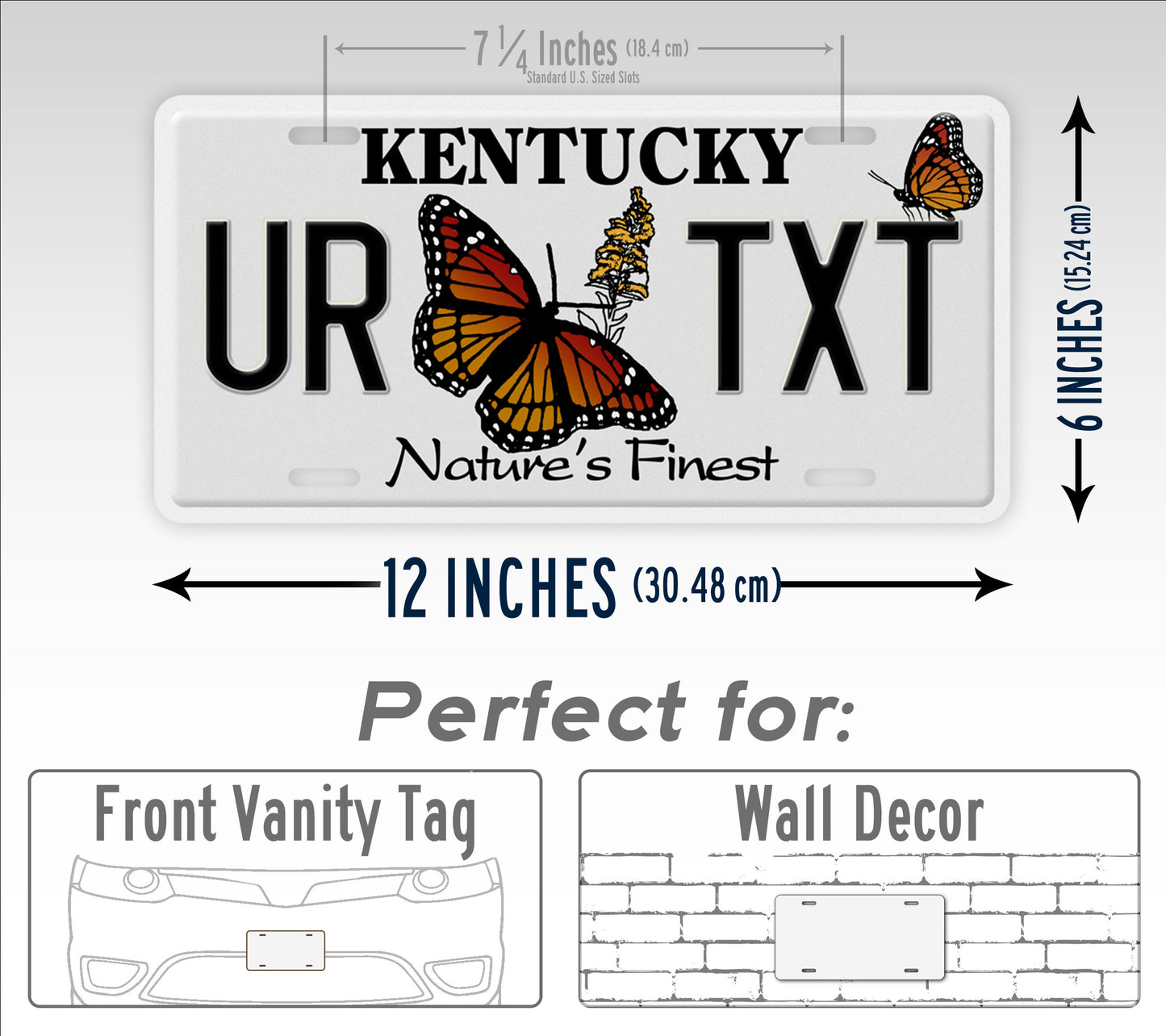 Personalized Kentucky "Natures Finest" Butterfly License Plate