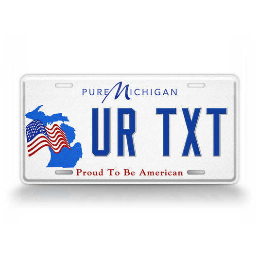 Custom Michigan State Proud To Be American Personalized License Plate