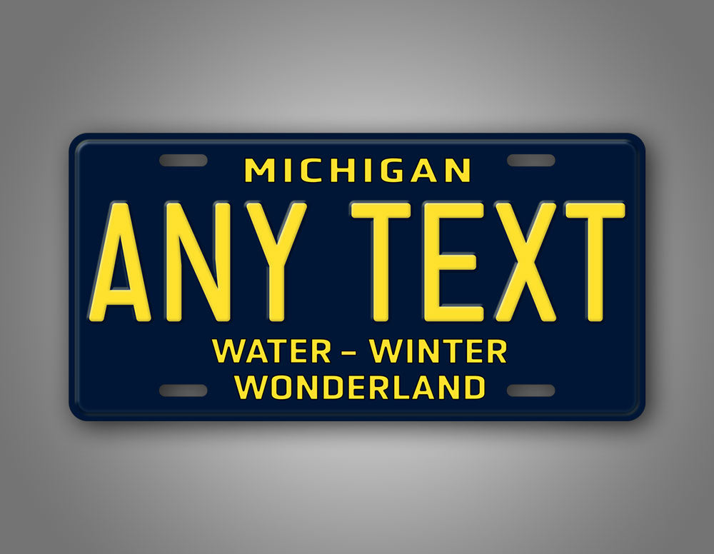 Custom Michigan Water Winter Wonderland Personalized License Plate