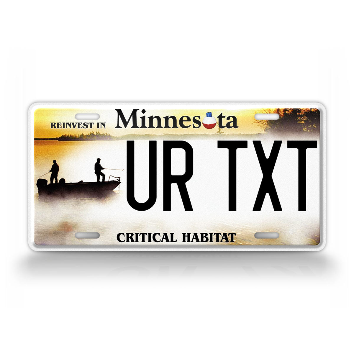 Personalized Minnesota State Critical Habitat - Boat Fishing Custom License Plate