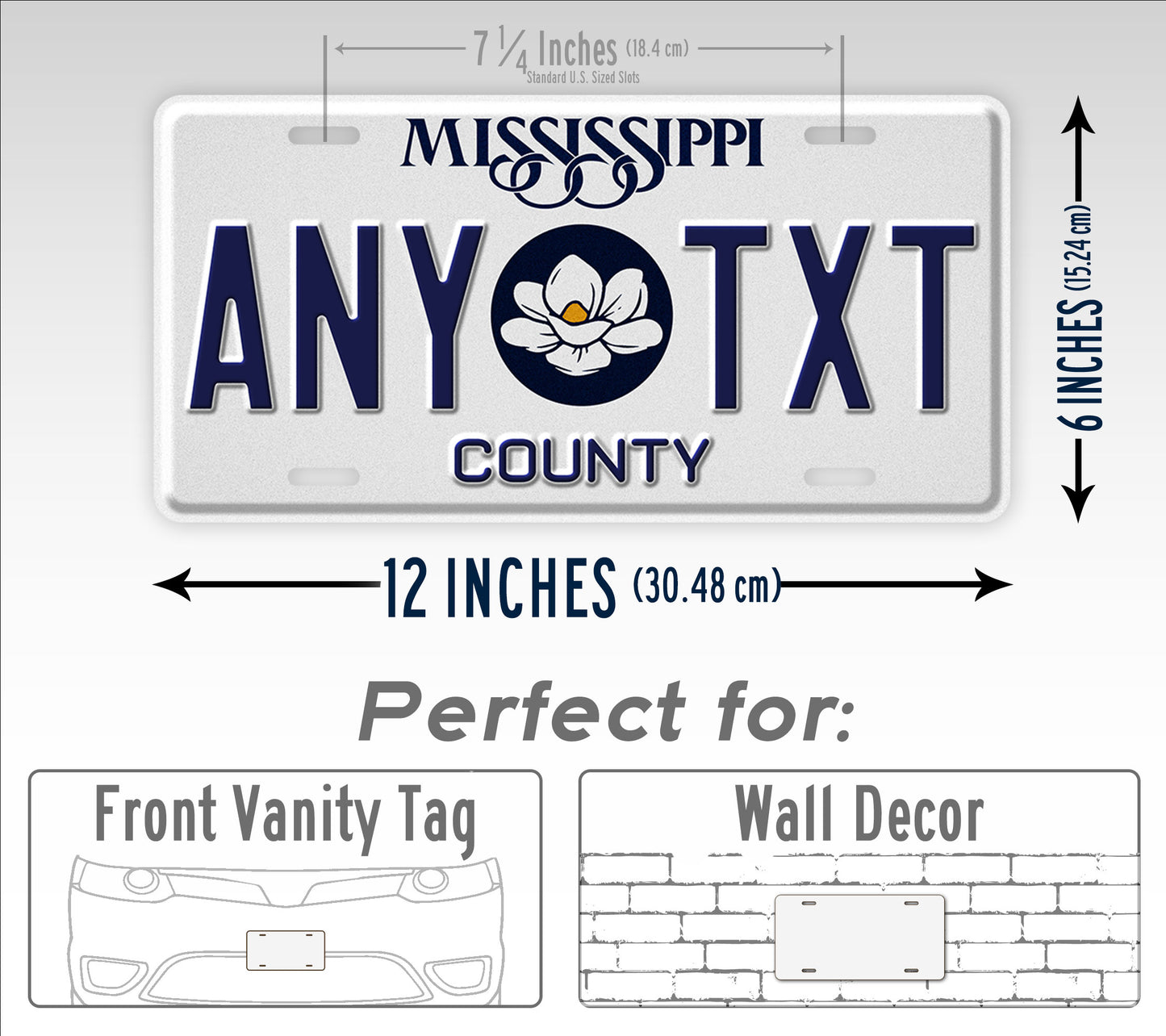 Novelty Mississippi State 2024 Flower Custom 6x12 License Plate