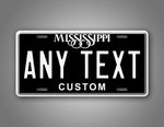 Custom Black vintage Mississippi Novelty Personalized License Plate