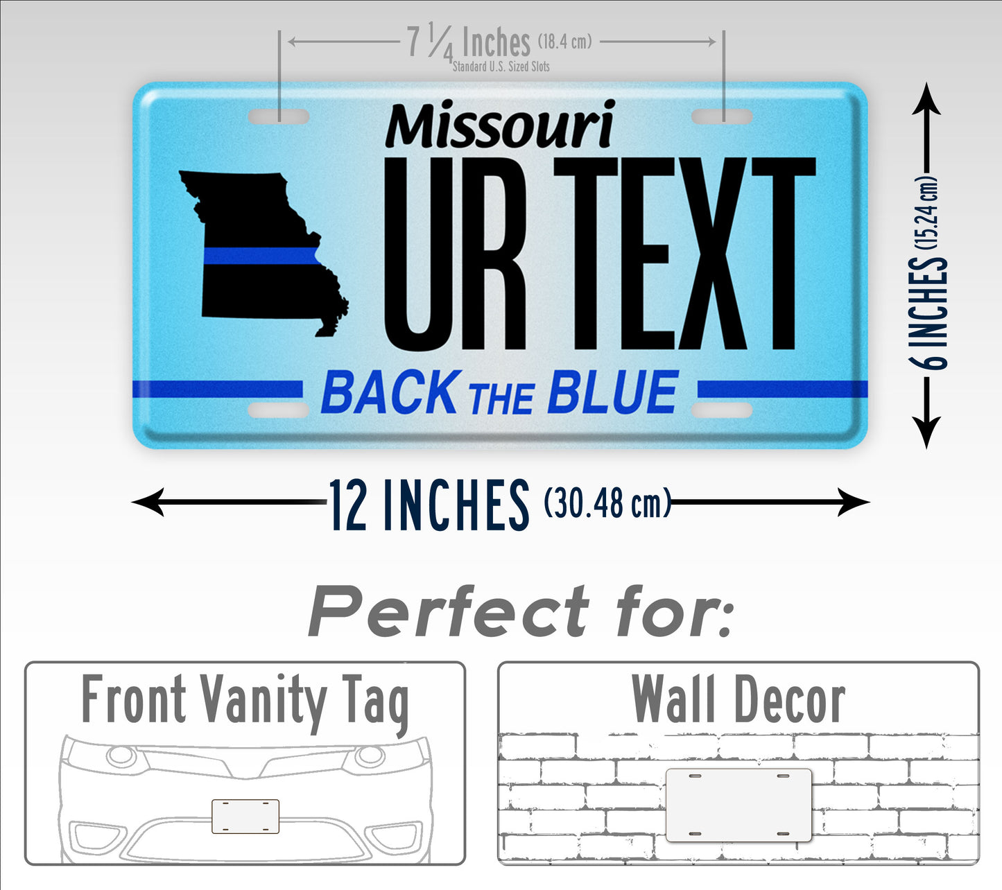 Custom Missouri Back The Blue Personalized License Plate