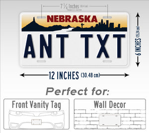 Custom Text 1996-1998 Nebraska State License Plate