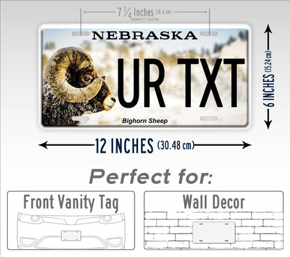 Custom Nebraska Bighorn Sheep Personalized License Plate