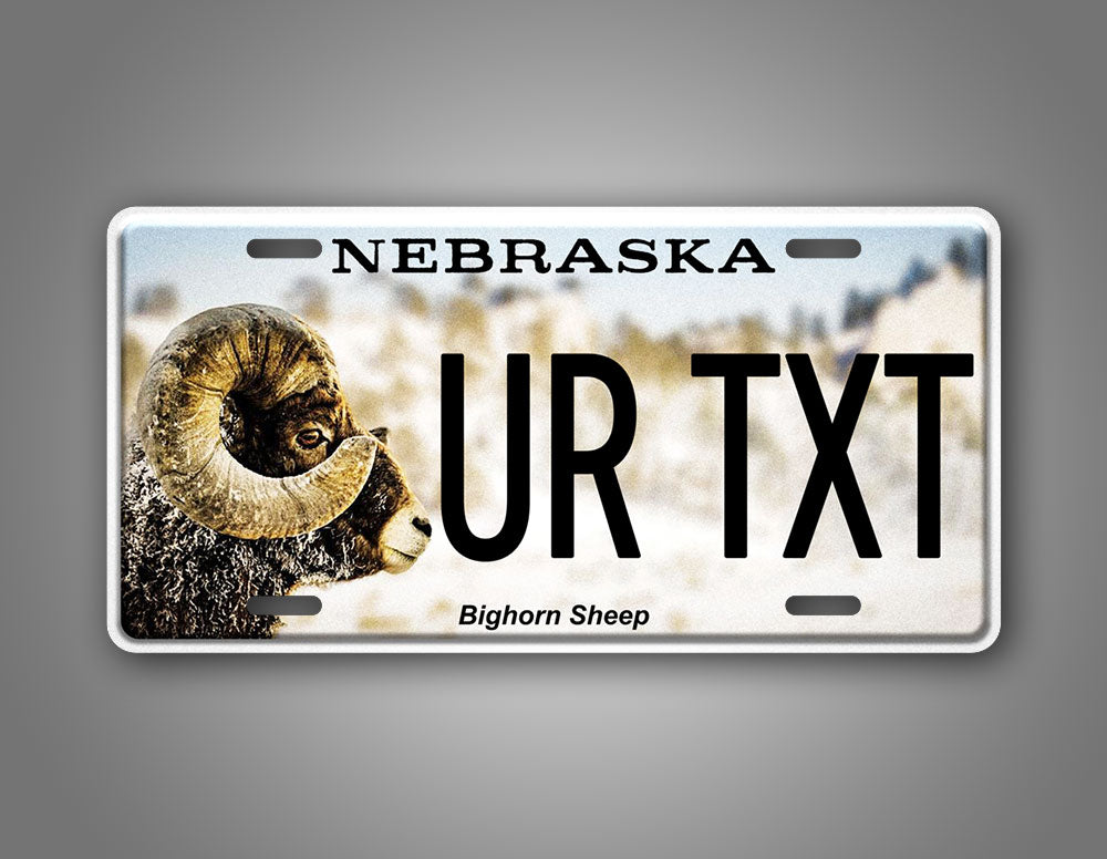 Custom Nebraska Bighorn Sheep Personalized License Plate