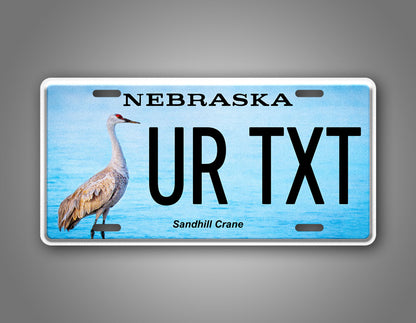 Custom Nebraska Sandhill Crane Personalized License Plate