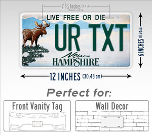 Custom New Hampshire Moose live Free Or Die Personalized License Plate