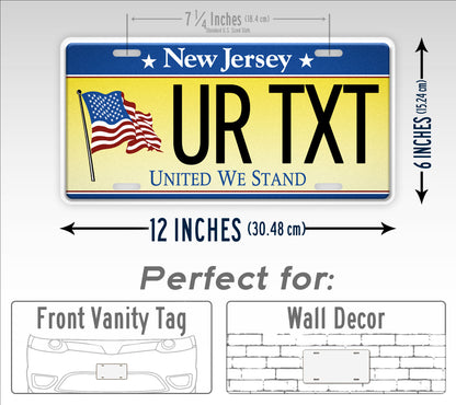 Custom New Jersey United We Stand Personalized License Plate