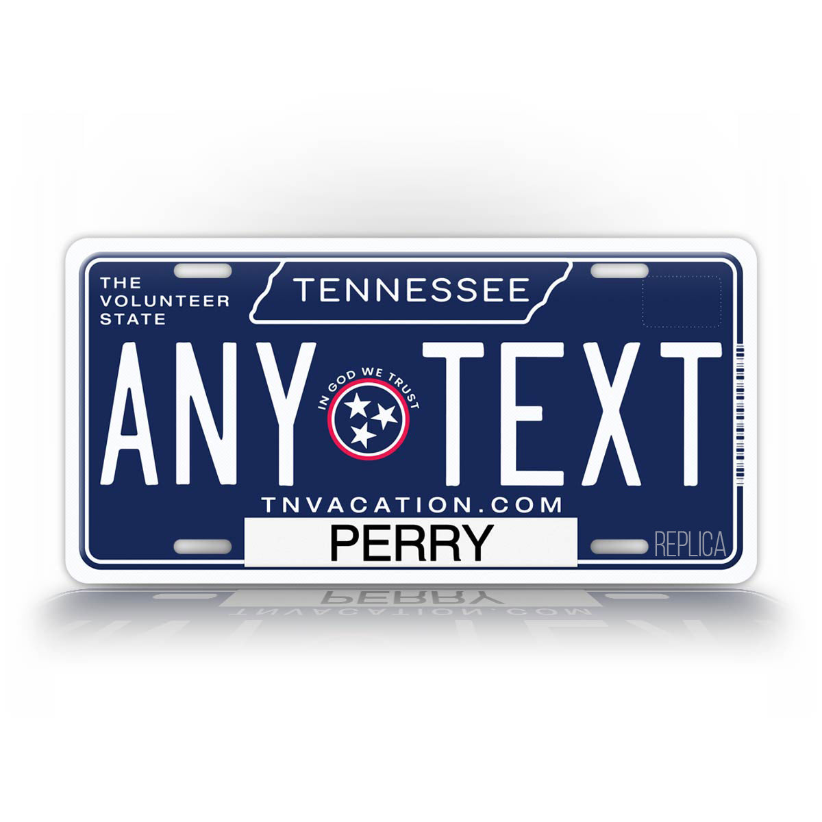 Custom Text New Tennessee Blue State License Plate