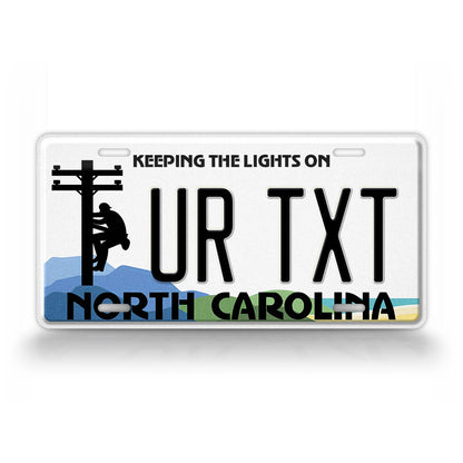 Custom North Carolina Lineman Keeping the Lights On 2019 License Plate