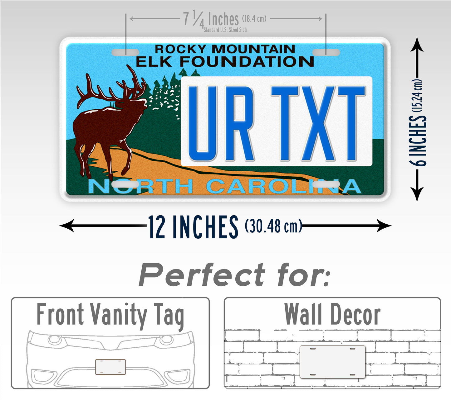 Novelty North Carolina Rocky Mountain Elk Foundation Custom 6x12 License Plate