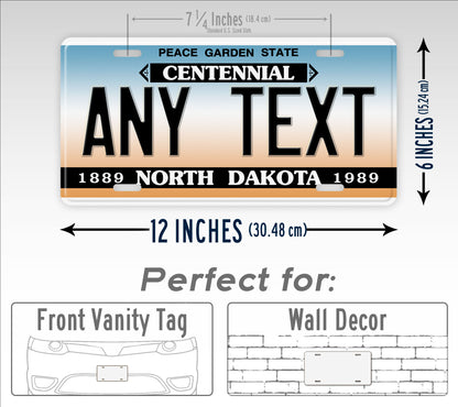 Custom North Dakota 1989 1992 Personalized License Plate