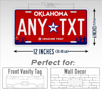Oklahoma Red "Imagine That" License Plate