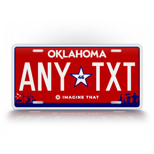 Oklahoma Red "Imagine That" License Plate