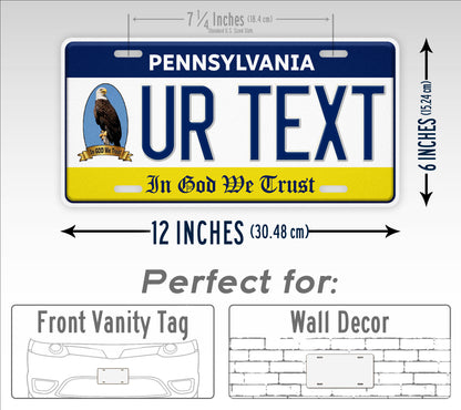 Custom Pennsylvania In God We Trust Eagle Personalized License plate