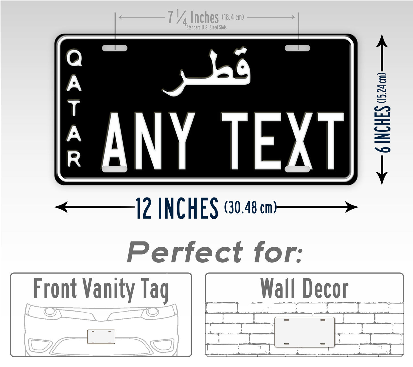 Custom Text Black Qatar License Plate