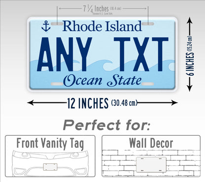 Personalized Rhode Island Novelty Ocean State License Plate