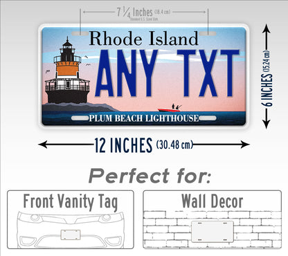 Custom Rhode Island Plum Beach lighthouse Personalized License Plate