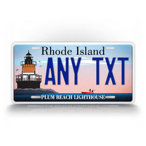 Custom Rhode Island Plum Beach lighthouse Personalized License Plate