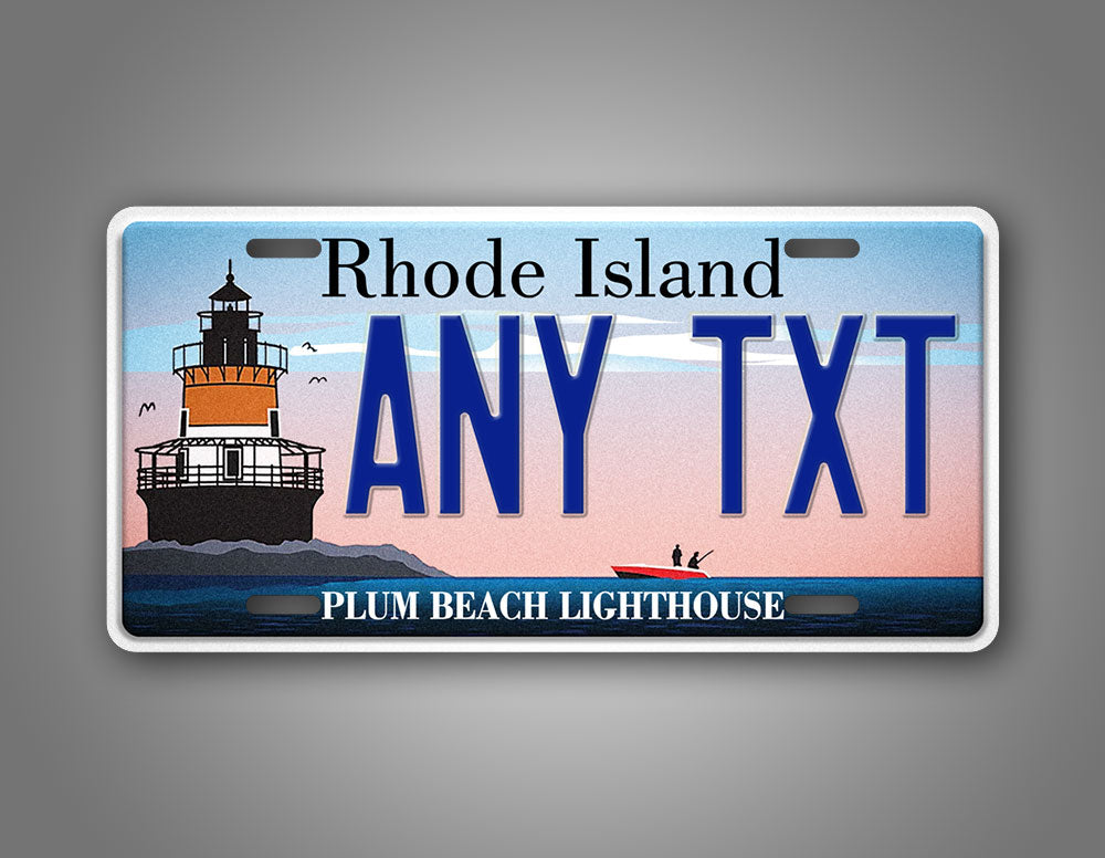 Custom Rhode Island Plum Beach lighthouse Personalized License Plate