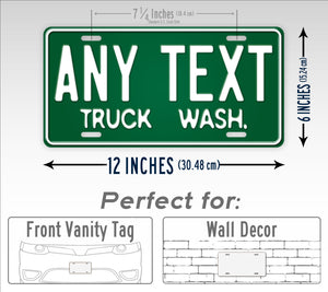 Custom Vintage Green Washington Truck Wash Personalized License Plate