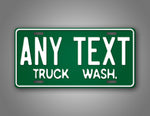 Custom Vintage Green Washington Truck Wash Personalized License Plate