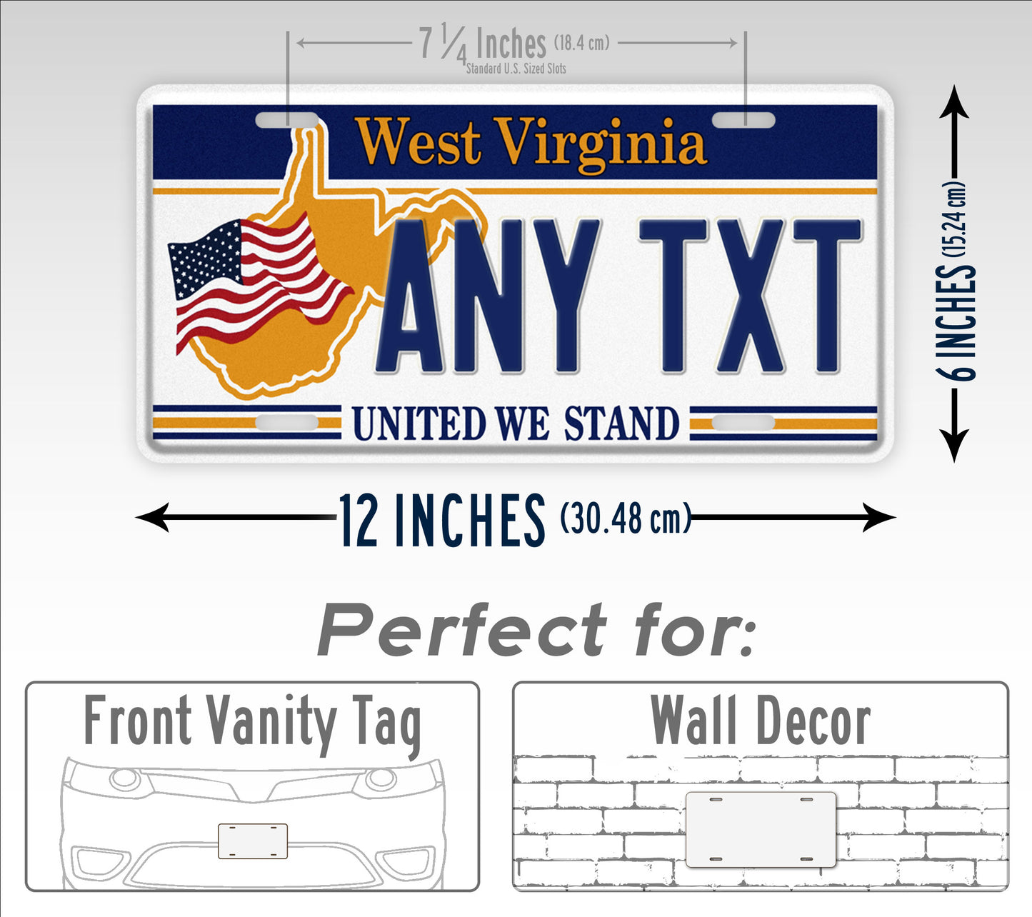 Custom West Virginia United We Stand Novelty Personalized License Plate