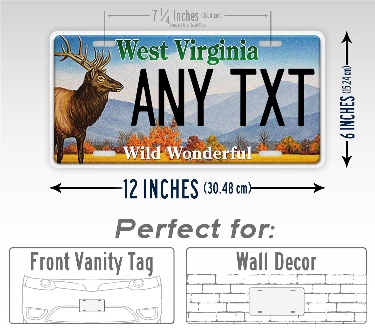 Custom West Virginia Wildlife Elk Novelty Personalized license Plate