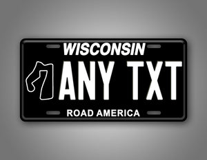 Custom Wisconsin Road America Novelty Personalized License Plate