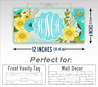 Personalized Vibrant Summer Flower Monogram License Plate