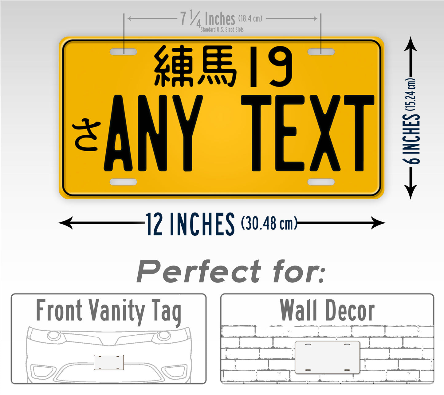 Personalized Replica Yellow Japanese JDM License Plate